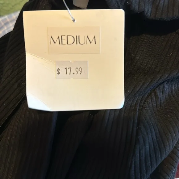 NWT Black Ribbed Crop Top with Ties - Picture 5 of 5